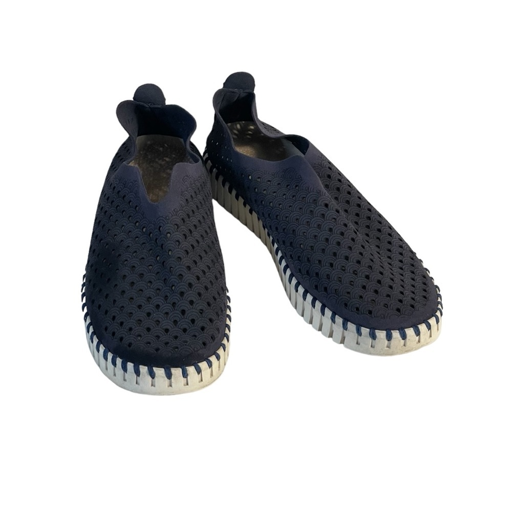 Ilse Jacobsen Tulip Navy Perforated Slip On Comfort Shoe Sz 39 US 8/8.5